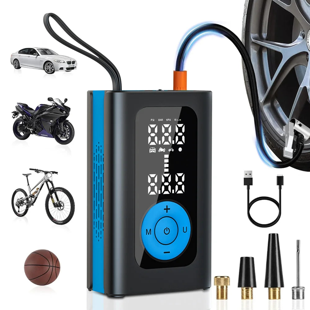 Air Compressor & Vacuum: Mini Tire Inflator for Car & Bike