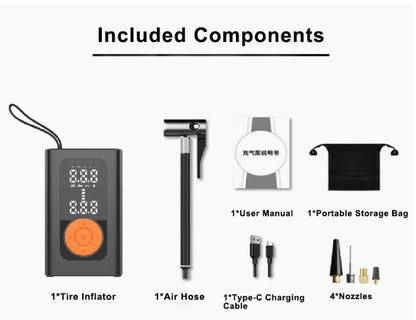 Air Compressor & Vacuum: Mini Tire Inflator for Car & Bike